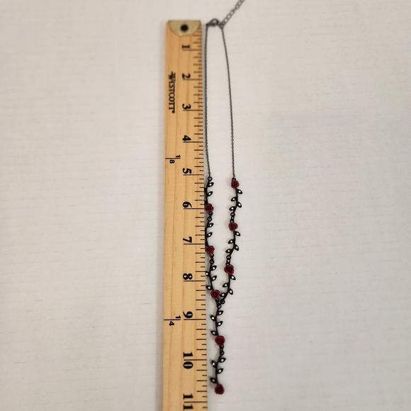 Red Metal Roses, Rhinestone Tassel, Victorian Inspired - Picture 11 of 12